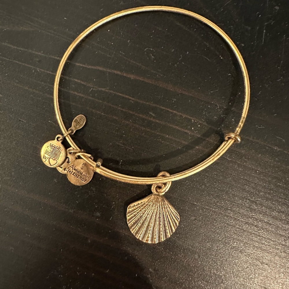 Alex and Ani Gold Seashell Charm Bangle